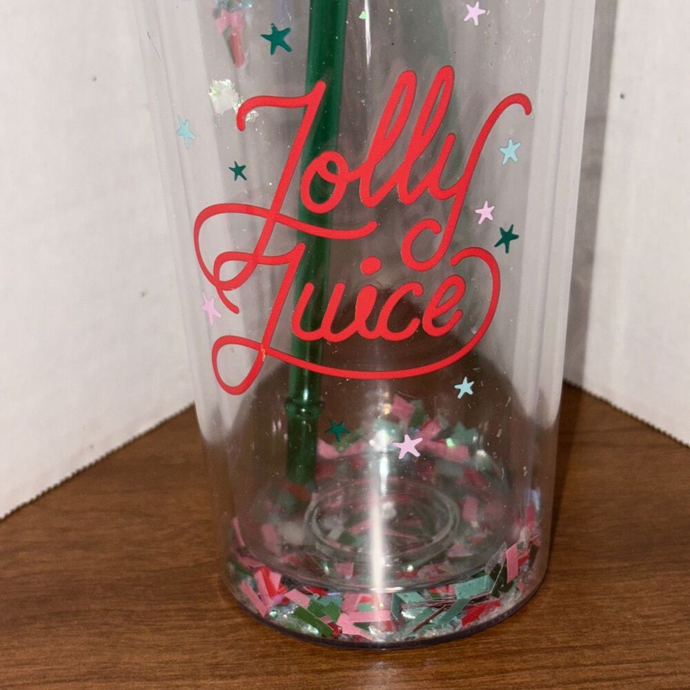 Celebrate It! Jolly Juice 20oz Tumbler Cup W Lid & Straw Glitter